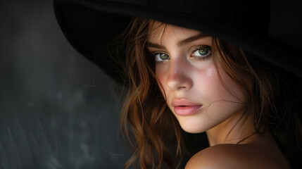 portrait of a woman isolated in black studio