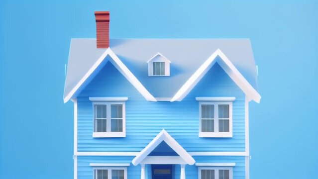 3d house on blue background. Insurance concept
