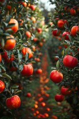 A lush garden with trees bearing forbidden fruit