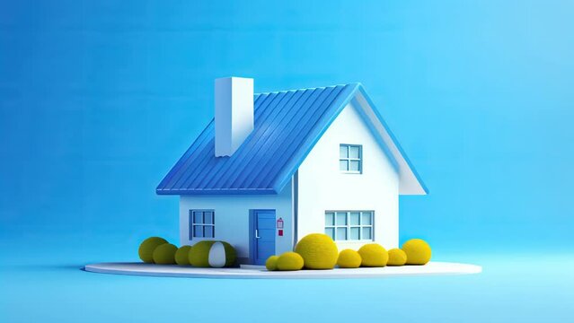 3d house on blue background