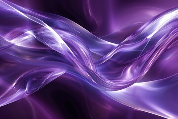 Fototapeta premium Abstract purple waves flowing dynamically across the frame, with a smooth and vibrant silk-like texture.