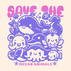 Ocean Animals Vector Art, Illustration and Graphic
