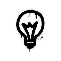 lightbulb sprayed in graffiti style over white background. street art