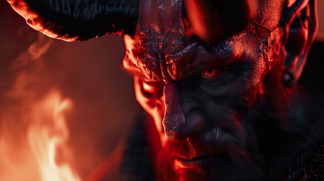 fiery gaze: the malevolent close-up of a classic devil © ArtisticALLY