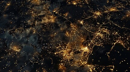view of the earth seen from space with city lights lit up at night - obrazy, fototapety, plakaty