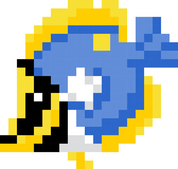 Fish cartoon icon in pixel style