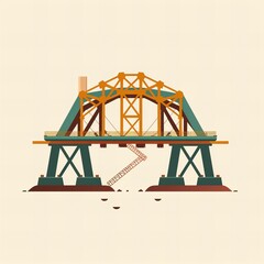 Flat vector logo of a construction bridge 