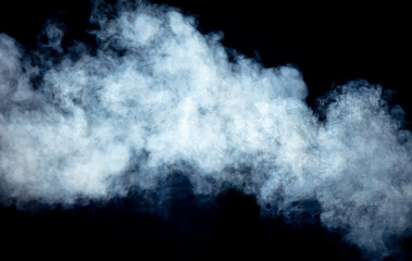 Blue smoke isolated black background