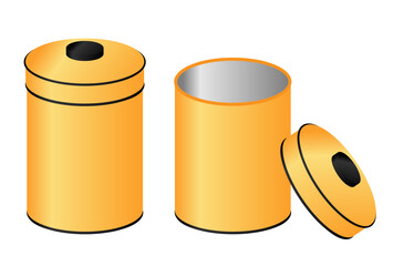 2種類の黄色い円柱の缶のイラスト