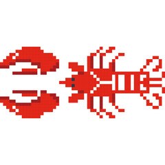 Lobster cartoon icon in pixel style