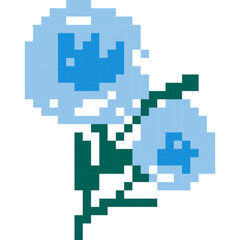 Flower cartoon icon in pixel style