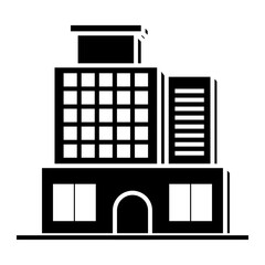 Buildings and office icon on glyph style