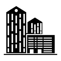 Buildings and office icon on glyph style