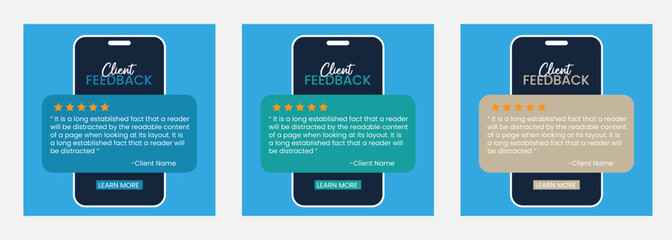 Customer feedback and testimonial social media post web banner