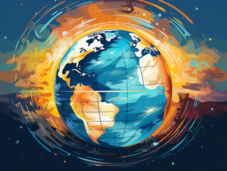 Abstract globe focusing on North America illustration 