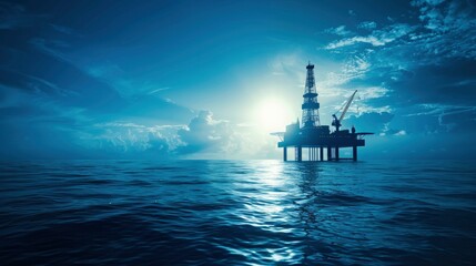 Oil platform in the middle of the ocean - obrazy, fototapety, plakaty