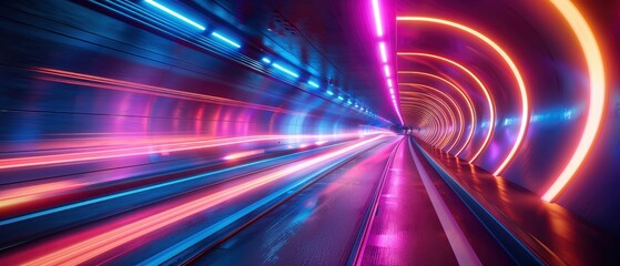 Neon Velocity, Tunnel Background Illuminated with Vibrant Lights
