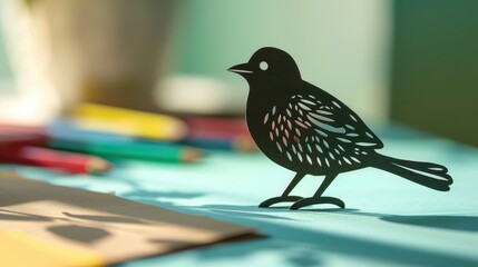paper cut of bird on the table