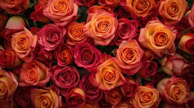 Bouquet of beautiful flowers. Floral background. Wallpaper or greeting card. Colorful roses background
