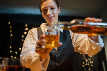 Businessmen in suits drinking  Celebrate whiskey