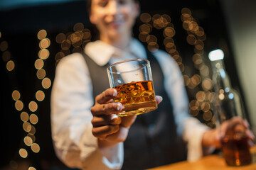 Businessmen in suits drinking  Celebrate whiskey