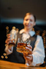 Businessmen in suits drinking  Celebrate whiskey