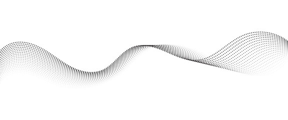 Flowing Dot Wave Pattern Halftone Curve Shape on Transparent Background.
