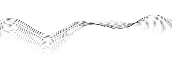 Flowing Dot Wave Pattern Halftone Curve Shape on Transparent Background.