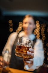 Businessmen in suits drinking  Celebrate whiskey