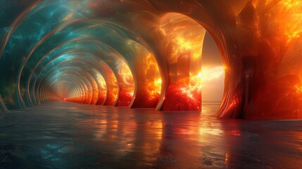 abstract light tunnel bridge
