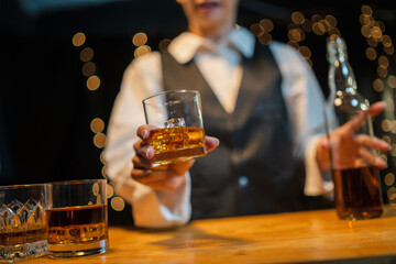 Businessmen in suits drinking  Celebrate whiskey