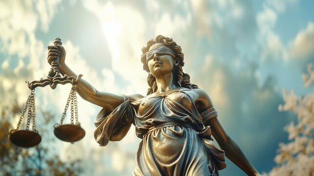 The Statue of Justice symbol, legal law concept image


