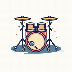 Flat vector logo of a drum set