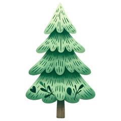 Watercolor pine tree clipart with transparent background