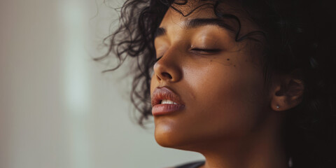 Young woman portrait with copy space for text