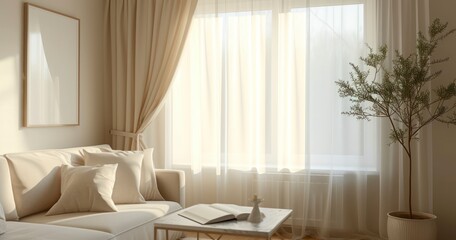 Enhancing Room Aesthetics. The Elegance of Cream Frames Alongside Sheer Curtains
