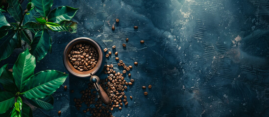 coffee classic grinder and coffee beans concept background