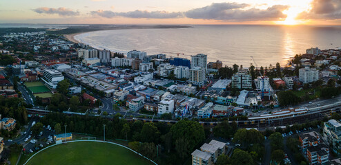 Panoramic aerial drone view of Cronulla in the Sutherland Shire, South Sydney, NSW Australia during...