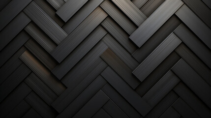 Modern Black Wooden Panel Texture, sophisticated close-up of modern black wooden panels arranged in a herringbone pattern,  - obrazy, fototapety, plakaty