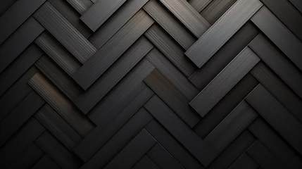 Poster Modern Black Wooden Panel Texture, sophisticated close-up of modern black wooden panels arranged in a herringbone pattern,  © Rana