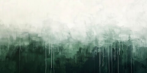 Muted Minimalism, Abstract Landscape Painting with Soft Greens, Greys, and Whites Gradient