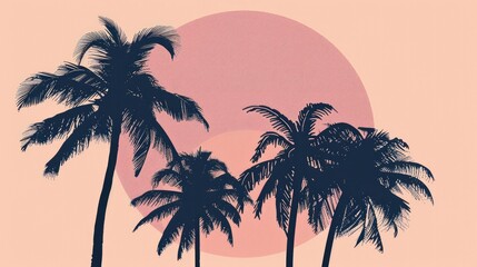 Fototapeta na wymiar Minimalist Palms, Simplified Artistry Celebrating the Beauty of Palm Trees