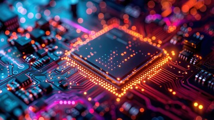 Futuristic Fusion, Digital Nanotechnology, Neural Networks, and CPU Processor in a Technological Landscape