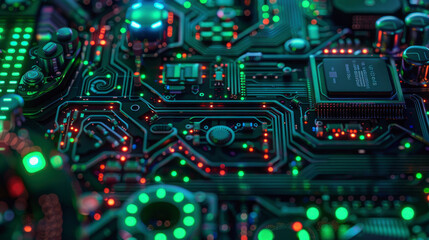 Fototapeta premium An alien ships mainboard serves as the blueprint for the latest in human computer innovation merging VR and real world ecology into a unified UX