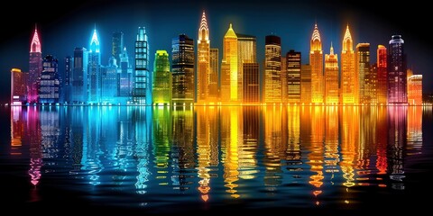 Glowing Cityscape, Neon Skyline Wallpaper