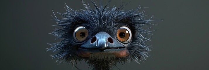 Emu in a suit in modern 3D animation style