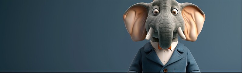 Elephant in a suit in modern 3D animation style. Conservative republican American politics - obrazy, fototapety, plakaty