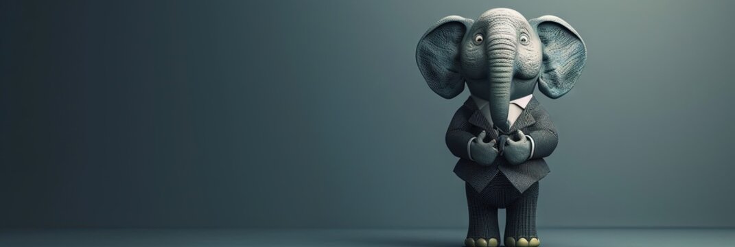 Elephant in a suit in modern 3D animation style. Conservative republican American politics