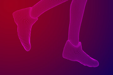 Running legs with sport shoes go