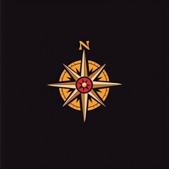 Flat vector logo of a compass 